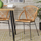 bali & pari Pro Modern Bohemian Natural Brown Rattan and Black Metal 2-Piece Dining Chair Set