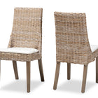bali & pari Toby Modern Bohemian Grey Rattan 2-Piece Dining Chair Set