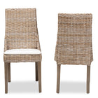 bali & pari Toby Modern Bohemian Grey Rattan 2-Piece Dining Chair Set