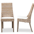 bali & pari Toby Modern Bohemian Grey Rattan 2-Piece Dining Chair Set