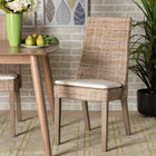 bali & pari Toby Modern Bohemian Grey Rattan 2-Piece Dining Chair Set