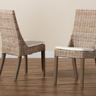 bali & pari Toby Modern Bohemian Grey Rattan 2-Piece Dining Chair Set