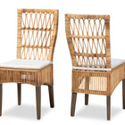 bali & pari Sullivan Modern Bohemian Natural Brown Rattan 2-Piece Dining Chair Set