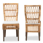 bali & pari Sullivan Modern Bohemian Natural Brown Rattan 2-Piece Dining Chair Set