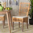 bali & pari Sullivan Modern Bohemian Natural Brown Rattan 2-Piece Dining Chair Set