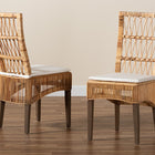 bali & pari Sullivan Modern Bohemian Natural Brown Rattan 2-Piece Dining Chair Set