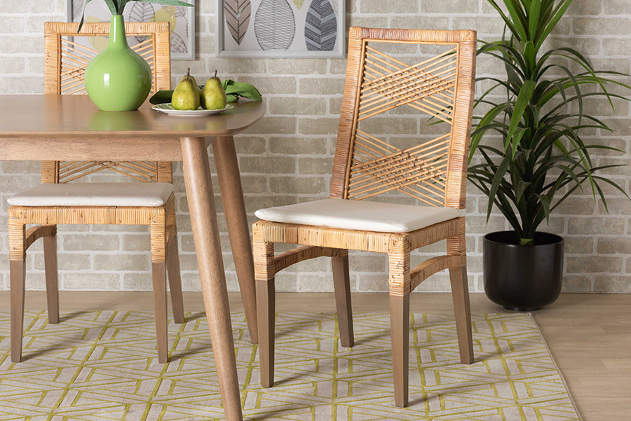 bali & pari Poltak Modern Bohemian Natural Brown Rattan Dining Chair