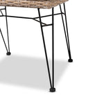 bali & pari Nafaro Modern Bohemian Greywashed Natural Rattan Metal Dining Chair with Cushion 2-Piece Set