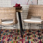 bali & pari Nafaro Modern Bohemian Greywashed Natural Rattan Metal Dining Chair with Cushion 2-Piece Set
