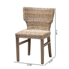 bali & pari Enver Modern Bohemian Grey Rattan and Brown Wood Dining Chair