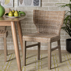 bali & pari Enver Modern Bohemian Grey Rattan and Brown Wood Dining Chair