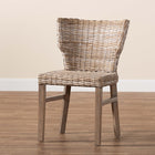 bali & pari Enver Modern Bohemian Grey Rattan and Brown Wood Dining Chair