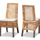 bali & pari Argos Modern Bohemian  Natural Brown Rattan 2-Piece Dining Chair Set