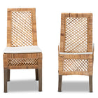 bali & pari Argos Modern Bohemian  Natural Brown Rattan 2-Piece Dining Chair Set