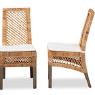 bali & pari Argos Modern Bohemian  Natural Brown Rattan 2-Piece Dining Chair Set