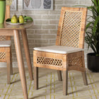 bali & pari Argos Modern Bohemian  Natural Brown Rattan 2-Piece Dining Chair Set