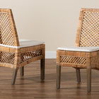 bali & pari Argos Modern Bohemian  Natural Brown Rattan 2-Piece Dining Chair Set