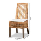 bali & pari Argos Modern Bohemian  Natural Brown Rattan 2-Piece Dining Chair Set