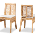 bali & pari Suci Modern Bohemian Natural Brown Rattan 2-Piece Dining Chair Set