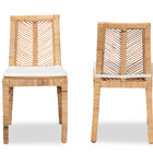 bali & pari Suci Modern Bohemian Natural Brown Rattan 2-Piece Dining Chair Set