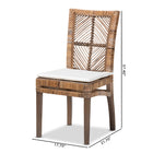 bali & pari Laluna Modern Bohemian Greywashed Natural Rattan and Mahogany Dining Chair with Cushion