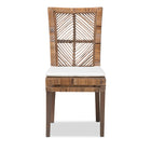 bali & pari Laluna Modern Bohemian Greywashed Natural Rattan and Mahogany Dining Chair with Cushion