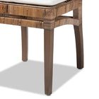 bali & pari Laluna Modern Bohemian Greywashed Natural Rattan and Mahogany Dining Chair with Cushion