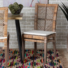 bali & pari Laluna Modern Bohemian Greywashed Natural Rattan and Mahogany Dining Chair with Cushion