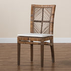 bali & pari Laluna Modern Bohemian Greywashed Natural Rattan and Mahogany Dining Chair with Cushion