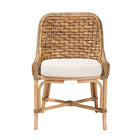 bali & pari Kyle Modern Bohemian Natural Brown Woven Rattan Dining Side Chair With Cushion