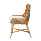 bali & pari Kyle Modern Bohemian Natural Brown Woven Rattan Dining Side Chair With Cushion