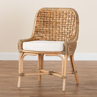 bali & pari Kyle Modern Bohemian Natural Brown Woven Rattan Dining Side Chair With Cushion