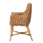 bali & pari Kyle Modern Bohemian Natural Brown Woven Rattan Dining Arm Chair with Cushion