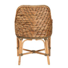 bali & pari Kyle Modern Bohemian Natural Brown Woven Rattan Dining Arm Chair with Cushion