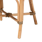bali & pari Kyle Modern Bohemian Natural Brown Woven Rattan Dining Arm Chair with Cushion