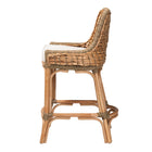 bali & pari Kyle Modern Bohemian Natural Brown Woven Rattan Counter Stool with Cushion