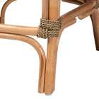 bali & pari Kyle Modern Bohemian Natural Brown Woven Rattan Counter Stool with Cushion