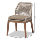 bali & pari Jennifer Mid-Century Transitional Grey Woven Rope Mahogany Dining Side Chair
