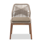 bali & pari Jennifer Mid-Century Transitional Grey Woven Rope Mahogany Dining Side Chair