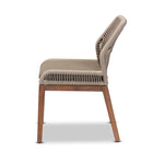 bali & pari Jennifer Mid-Century Transitional Grey Woven Rope Mahogany Dining Side Chair