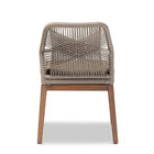 bali & pari Jennifer Mid-Century Transitional Grey Woven Rope Mahogany Dining Side Chair