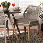 bali & pari Jennifer Mid-Century Transitional Grey Woven Rope Mahogany Dining Side Chair