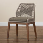 bali & pari Jennifer Mid-Century Transitional Grey Woven Rope Mahogany Dining Side Chair