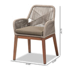 bali & pari Jennifer Mid-Century Transitional Grey Woven Rope Mahogany Dining Arm Chair
