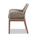bali & pari Jennifer Mid-Century Transitional Grey Woven Rope Mahogany Dining Arm Chair