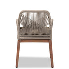 bali & pari Jennifer Mid-Century Transitional Grey Woven Rope Mahogany Dining Arm Chair
