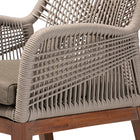 bali & pari Jennifer Mid-Century Transitional Grey Woven Rope Mahogany Dining Arm Chair