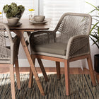 bali & pari Jennifer Mid-Century Transitional Grey Woven Rope Mahogany Dining Arm Chair