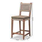 bali & pari Heyna Mid-Century Transitional Grey Woven Rope Mahogany Counter Stool