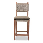 bali & pari Heyna Mid-Century Transitional Grey Woven Rope Mahogany Counter Stool